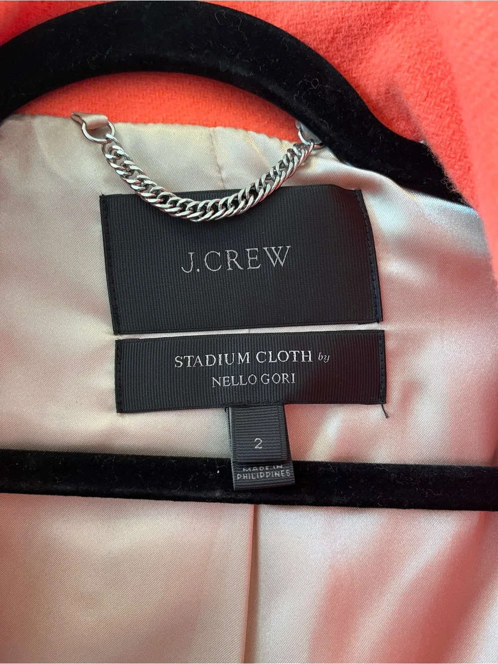 J. Crew Bright Orange Wool-Blend Stand Collar Peacoat - Picture 3 of 5
